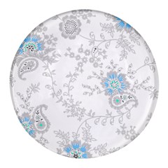 Traditional Art Batik Flower Pattern Round Glass Fridge Magnet (4 Pack) by Ket1n9