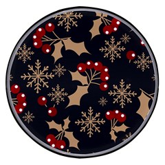 Christmas Pattern With Snowflakes Berries Wireless Fast Charger(black) by Ket1n9