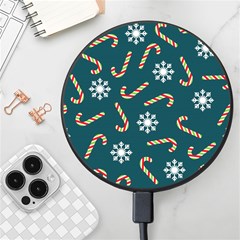 Christmas Seamless Pattern With Candies Snowflakes Wireless Fast Charger(black) by Ket1n9