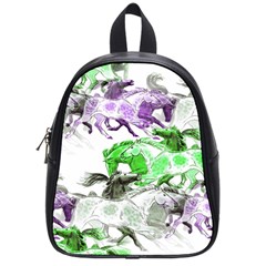 Horse-horses-animal-world-green School Bag (small) by Ket1n9