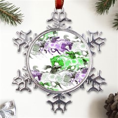 Horse-horses-animal-world-green Metal Large Snowflake Ornament by Ket1n9