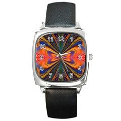 Casanova Abstract Art-colors Cool Druffix Flower Freaky Trippy Square Metal Watch by Ket1n9