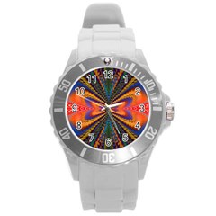 Casanova Abstract Art-colors Cool Druffix Flower Freaky Trippy Round Plastic Sport Watch (l) by Ket1n9