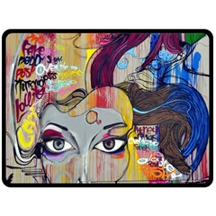 Graffiti-mural-street-art-painting Two Sides Fleece Blanket (large) by Ket1n9