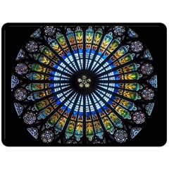 Stained Glass Rose Window In France s Strasbourg Cathedral Two Sides Fleece Blanket (large) by Ket1n9