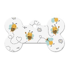 Bee Art Pattern Design Wallpaper Background Print Dog Tag Bone (one Side) by Vaneshop