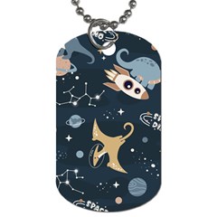 Space Theme Art Pattern Design Wallpaper Dog Tag (two Sides) by Vaneshop