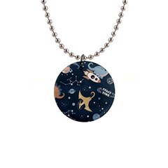 Space Theme Art Pattern Design Wallpaper 1  Button Necklace by Vaneshop