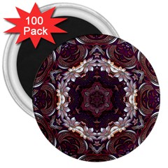 Rosette Kaleidoscope Mosaic Abstract Background 3  Magnets (100 Pack) by Vaneshop