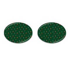 Christmas Green Pattern Background Cufflinks (oval) by Pakjumat