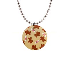 Gingerbread Christmas Time 1  Button Necklace by Pakjumat