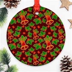 Christmas Pattern Round Ornament (two Sides) by Pakjumat