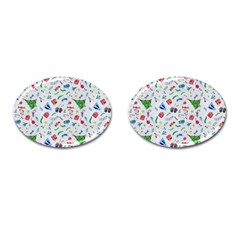 Illustration Christmas Pattern Cufflinks (oval) by Pakjumat