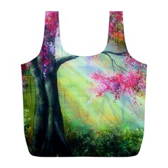 Forests Stunning Glimmer Paintings Sunlight Blooms Plants Love Seasons Traditional Art Flowers Sunsh Full Print Recycle Bag (l) by Amaryn4rt