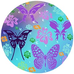 Butterfly Vector Background Wooden Puzzle Round by Amaryn4rt