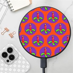 Christmas Candles Seamless Pattern Wireless Fast Charger(black) by Amaryn4rt