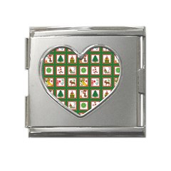 Christmas-paper-christmas-pattern Mega Link Heart Italian Charm (18mm) by Amaryn4rt