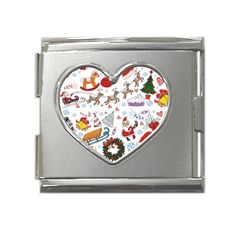 Christmas Theme Decor Illustration Pattern Mega Link Heart Italian Charm (18mm) by Amaryn4rt