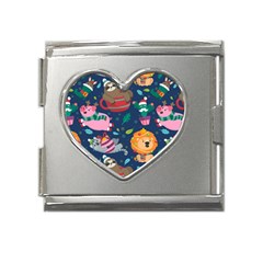 Funny-animal Christmas-pattern Mega Link Heart Italian Charm (18mm) by Amaryn4rt