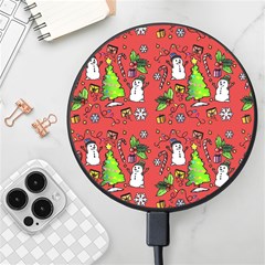 Santa Snowman Gift Holiday Christmas Cartoon Wireless Fast Charger(black) by Amaryn4rt