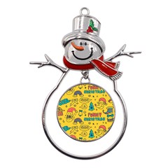 Colorful-funny-christmas-pattern Cool Ho Ho Ho Lol Metal Snowman Ornament by Amaryn4rt