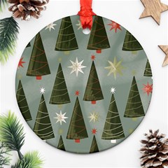 Christmas Trees Pattern Wallpaper Ornament (round) by Pakjumat