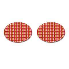 Festive Pattern Christmas Holiday Cufflinks (oval) by Pakjumat