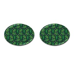 Leaves Snowflake Pattern Holiday Cufflinks (oval) by Pakjumat