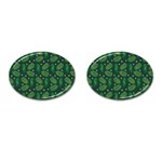 Leaves Snowflake Pattern Holiday Cufflinks (Oval) Front(Pair)