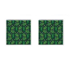 Leaves Snowflake Pattern Holiday Cufflinks (square) by Pakjumat