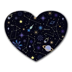 Starry Night  Space Constellations  Stars  Galaxy  Universe Graphic  Illustration Heart Mousepad by Pakjumat