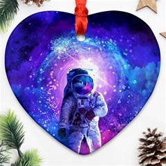 The Cosmonaut Galaxy Art Space Astronaut Ornament (heart) by Pakjumat