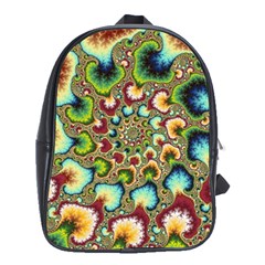 Colorful Psychedelic Fractal Trippy School Bag (xl) by Modalart