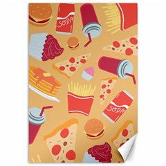 Fast Junk Food  Pizza Burger Cool Soda Pattern Canvas 12  X 18  by Sarkoni