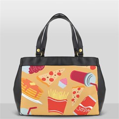 Fast Junk Food  Pizza Burger Cool Soda Pattern Oversize Office Handbag (2 Sides) by Sarkoni