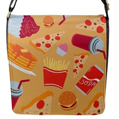 Fast Junk Food  Pizza Burger Cool Soda Pattern Flap Closure Messenger Bag (s) by Sarkoni