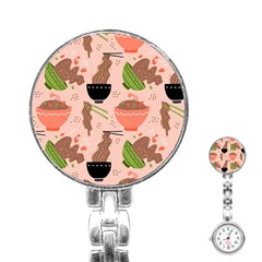 Doodle Yakisoba Seamless Pattern Stainless Steel Nurses Watch by Sarkoni