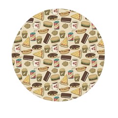 Junk Food Hipster Pattern Mini Round Pill Box by Sarkoni