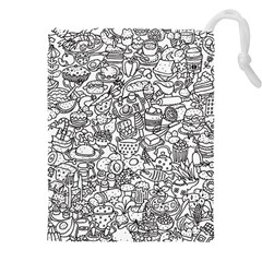 Food Doodle Pattern Drawstring Pouch (5xl) by Sarkoni