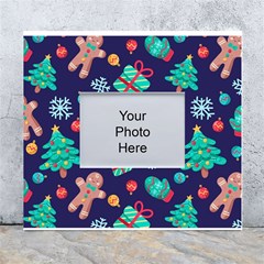 Christmas Texture New Year Background Trees Retro Pattern White Wall Photo Frame 5  X 7  by Sarkoni