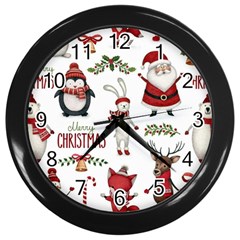 Christmas Characters Pattern Wall Clock (black) by Sarkoni