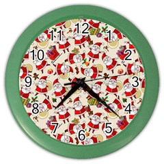 Christmas  Santa Claus Patterns Color Wall Clock by Sarkoni