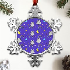 Cat Texture Pattern Seamless Rainbow Metal Small Snowflake Ornament by Ravend