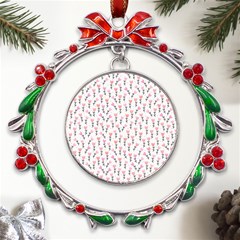 Flowers Pattern Decoration Design Metal X mas Wreath Ribbon Ornament by Ravend