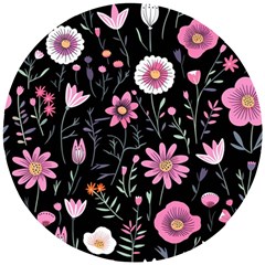 Flowers Pattern Wooden Puzzle Round by Ravend