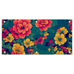 Floral Art Flowers Textile Banner and Sign 6  x 3  Front