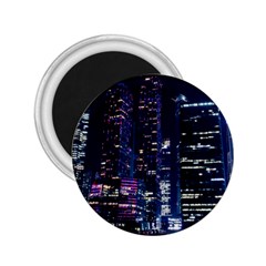 Black Building Lighted Under Clear Sky 2 25  Magnets by Modalart