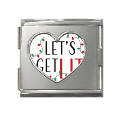 Let s Get Lit Christmas Jingle Bells Santa Claus Mega Link Heart Italian Charm (18mm) by Ndabl3x