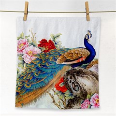 Birds Peacock Artistic Colorful Flower Painting Face Towel by Sarkoni