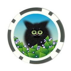 Kitten Black Furry Illustration Poker Chip Card Guard by Sarkoni